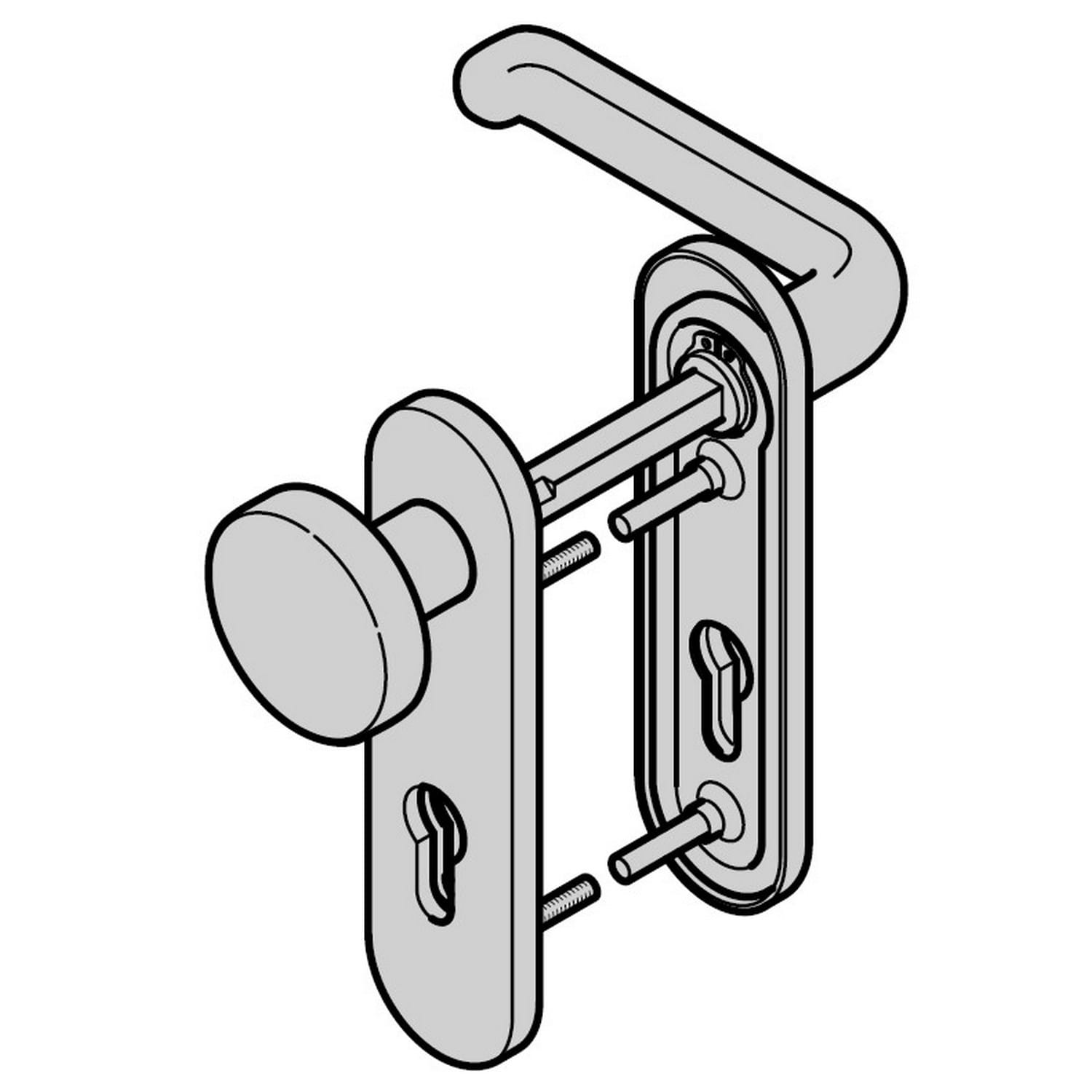 Hörmann Wechselgarnitur mit Knopf (FS) Kurzschild PZ, Edelstahl, matt BILD 1