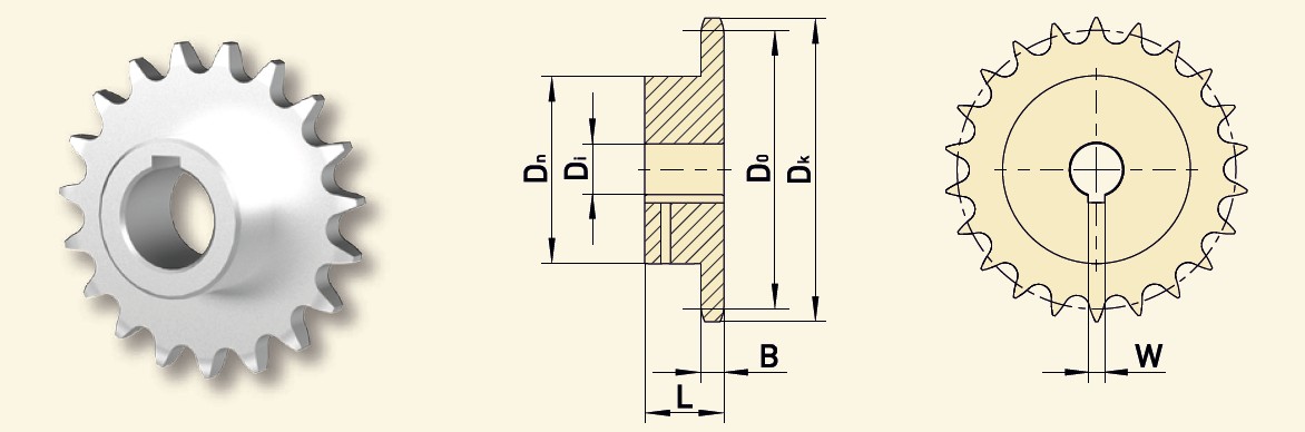 GfA Kettenrad SG115 16B-1 (1“x17,02mm) Ø 55 mm, Z=19