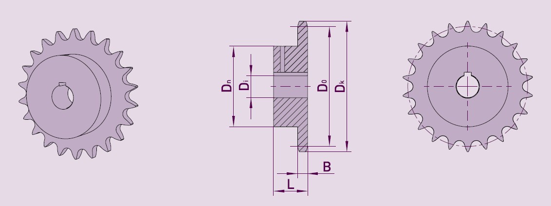 GfA Kettenrad SG85 16B-1 (1“x17,02mm) Ø 40 mm, Z=15