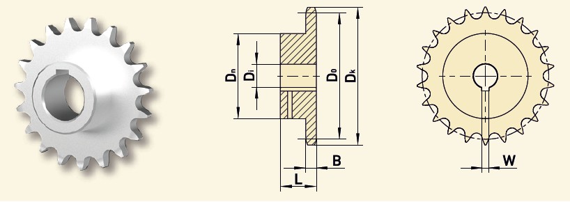 GfA Kettenrad SG115 16B-1 (1“x17,02mm) Ø 55 mm, Z=15