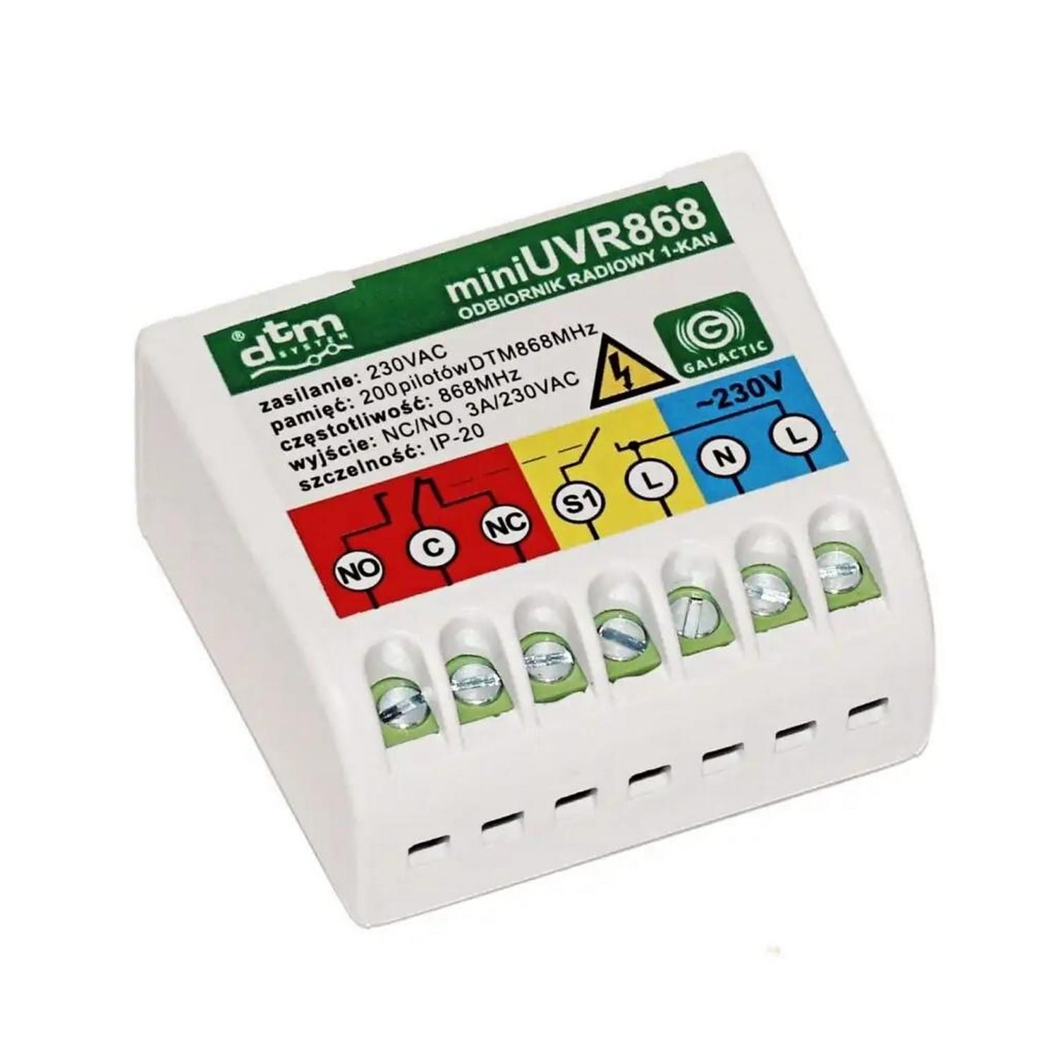 DTM MINIUVR868 1-Kanal Funkempfänger 230V, 868MHz, weiß BILD 1