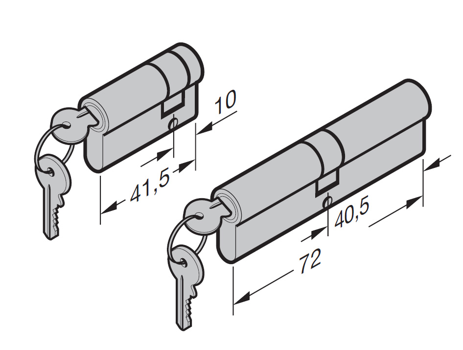 Hörmann Profilzylindersatz 31,5 + 10 & 31,5 + 40,5 mm für Schwingtore