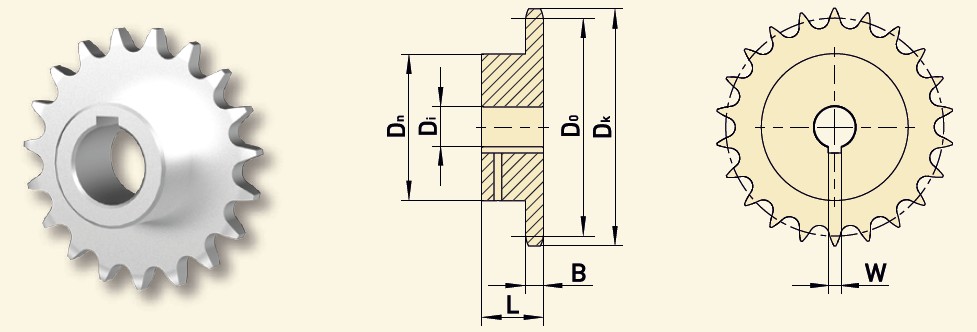 GfA Kettenrad 20B-1 (1 1/4“x3/4“) Ø 60 mm, Zähne=45