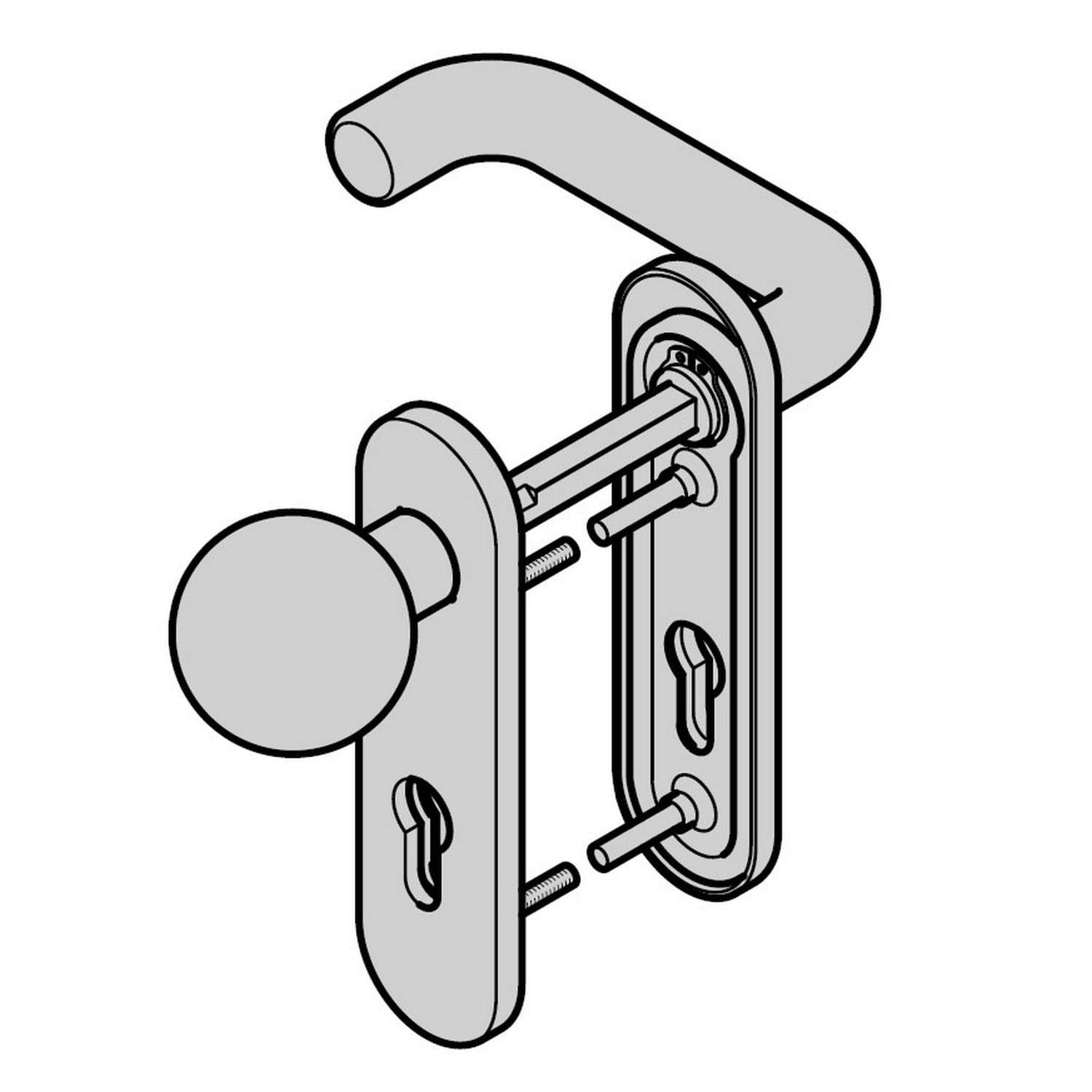 Hörmann Wechselgarnitur FSB mit Knopf (FS) Rechts Kurzschild PZ, Aluminium BILD 1