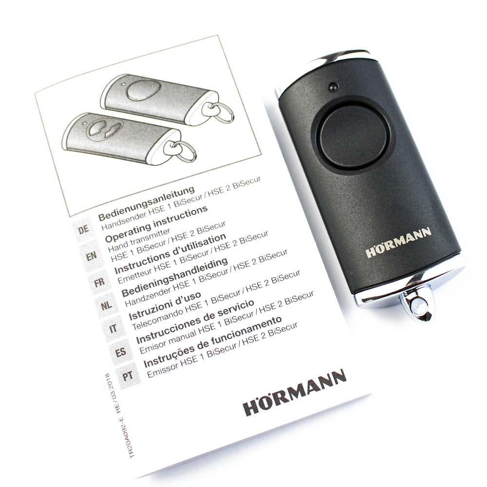 Hörmann Handsender HSE 1 BS (1‑Taste), schwarz 868 MHz BiSecur für Antriebe