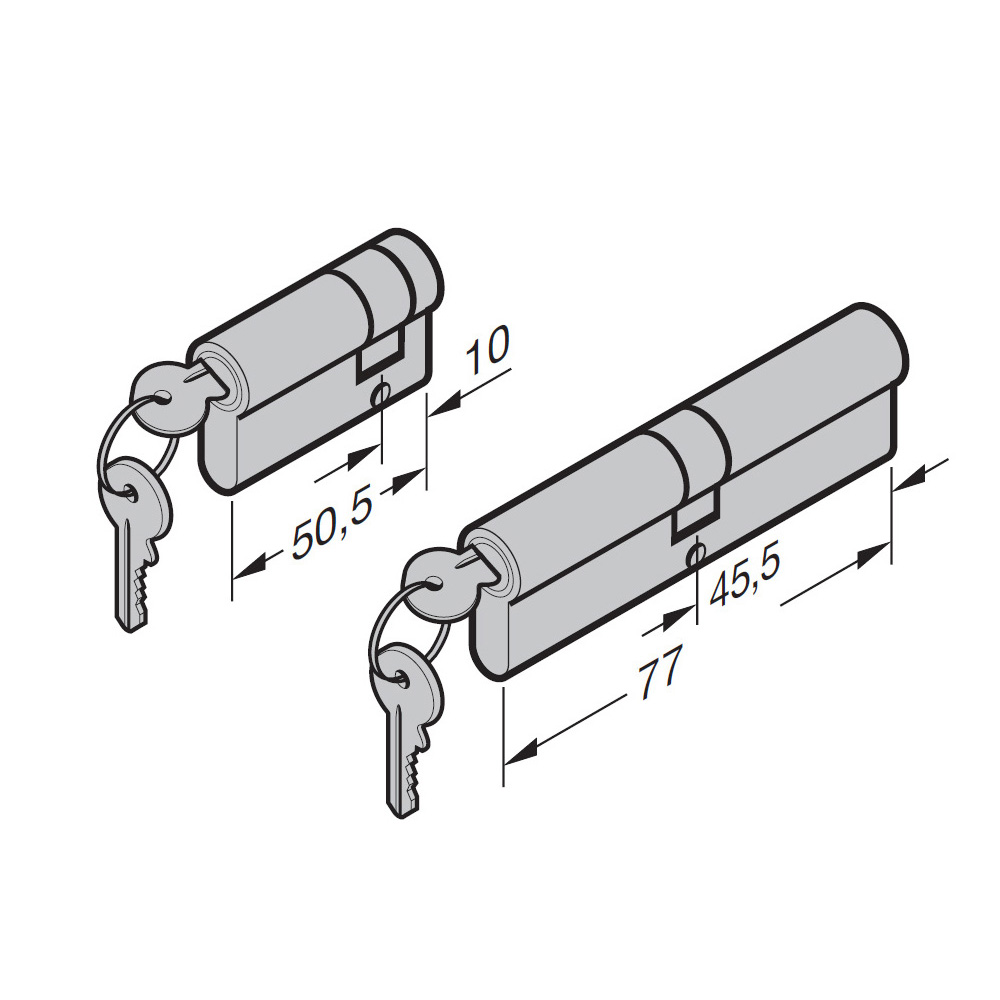 Hörmann Profilzylindersatz 40,5 + 10 & 31,5 + 45,5 mm für Schwingtore