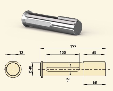 GfA Steckwelle Ø 40 mm, L = 197 mm für Baureihe SG85 / 30002637