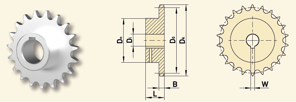 GfA Kettenrad SG50 08B-1 (1/2“x5/16“) Ø 25 mm, Z=19