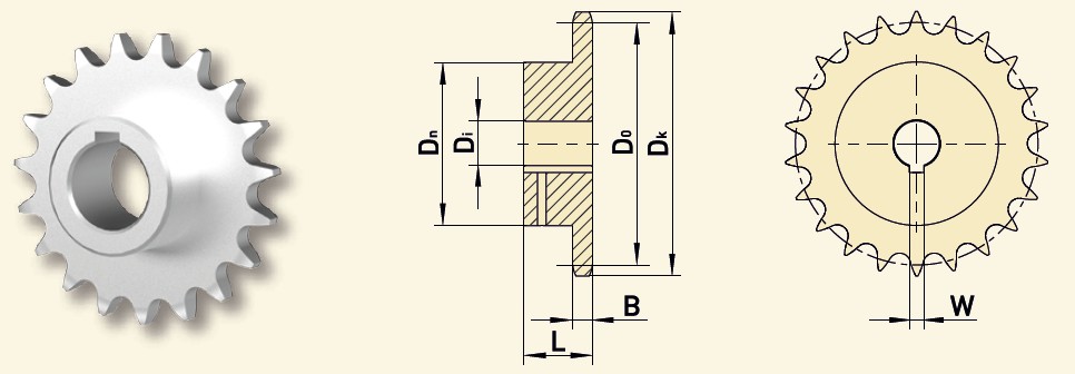 GfA Kettenrad 08B-1 (1/2“x5/16“), 30 Zähne, Ø 40 mm