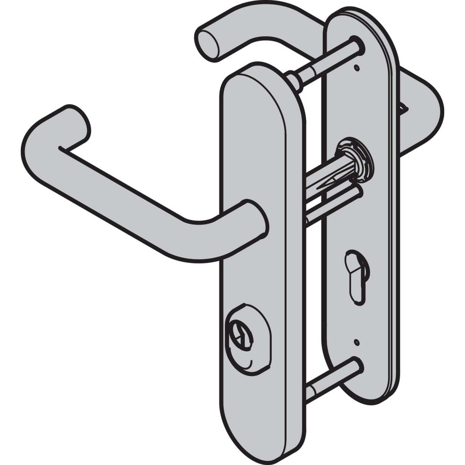 Hörmann Sicherheits-Drückergarnitur ES 3 (FS) Langschild PZ, Edelstahl, matt BILD 1