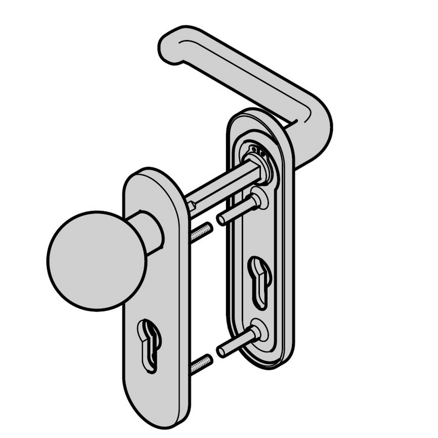 Hörmann Wechselgarnitur FSB mit Knopf (FS) Rechts Kurzschild PZ, Aluminium BILD 1