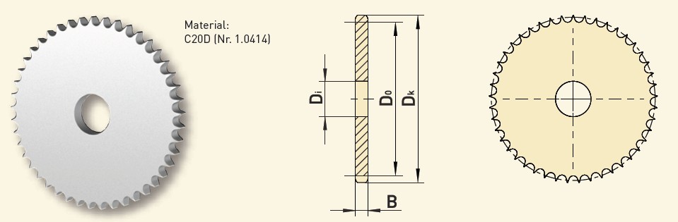 GfA Kettenradscheiben 20 B-1 (1 1/4“ x 3/4“) Ø 60 mm, Zähne=45