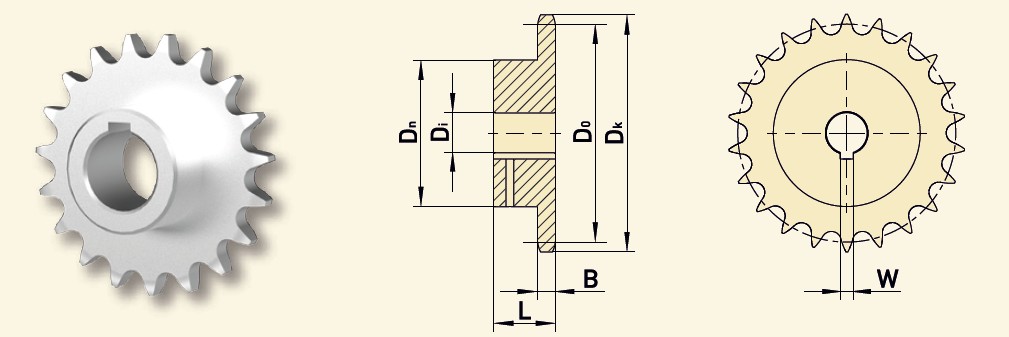 GfA Kettenrad 08B-1 (1/2“x5/16“), 30 Zähne, Ø 30 mm