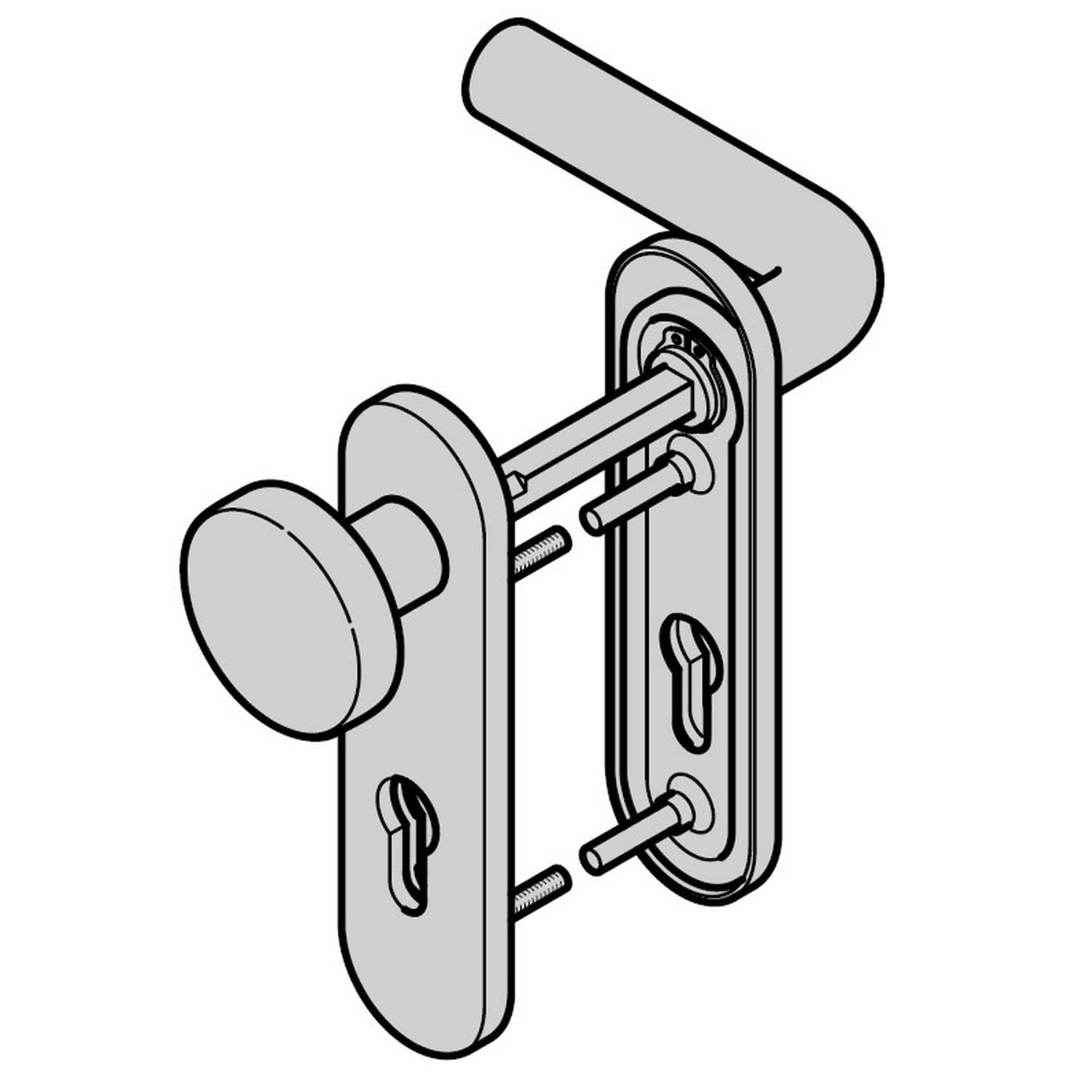 Hörmann Wechselgarnitur mit Knopf (FS) Kurzschild PZ, Edelstahl, matt BILD 1