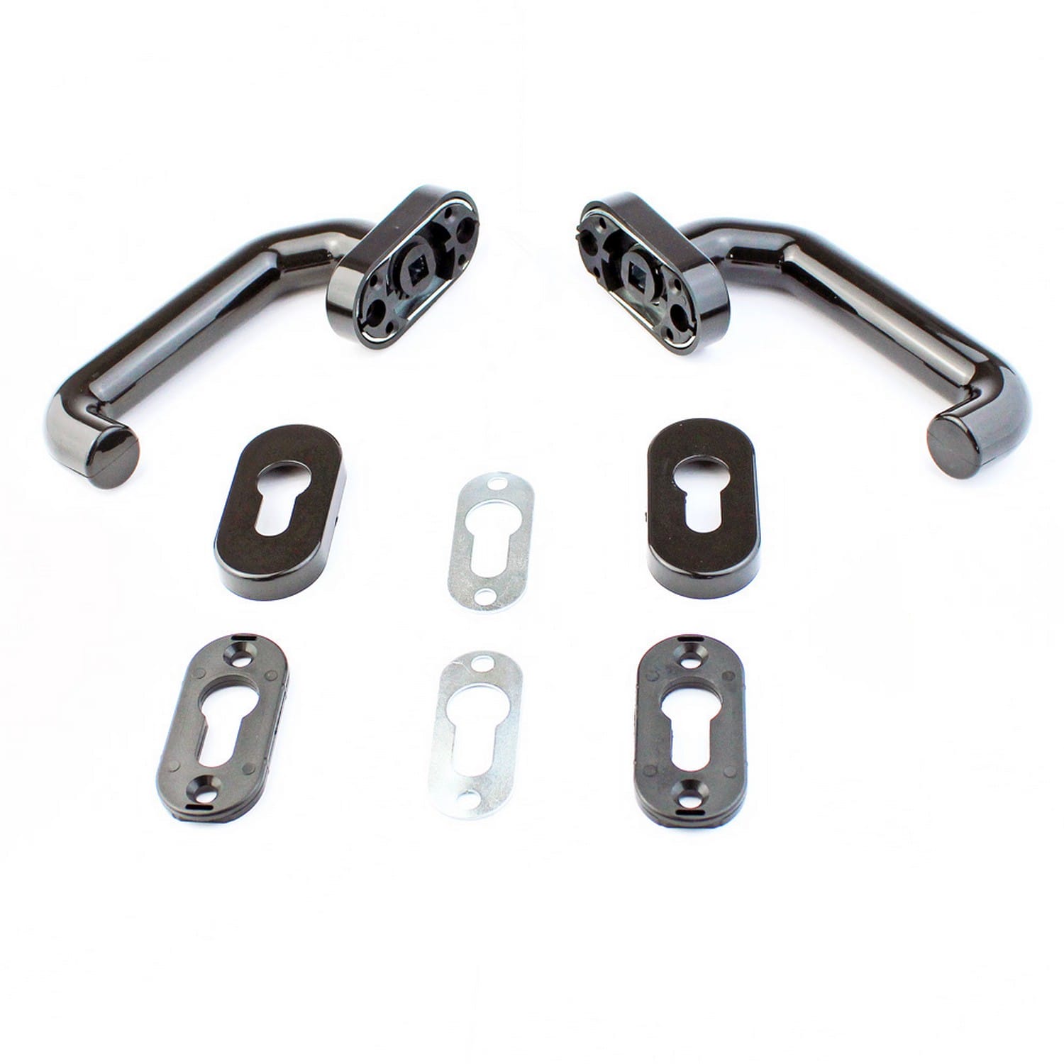 Hörmann Drückergarnitur PZ (92) gekröpft, schwarz für Industrie-Sektionaltor