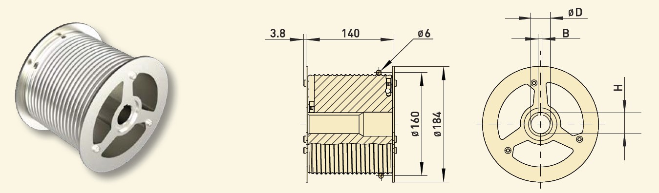 GfA Seiltrommel Typ B 160-6L-31,75 für Wellen / 30005987