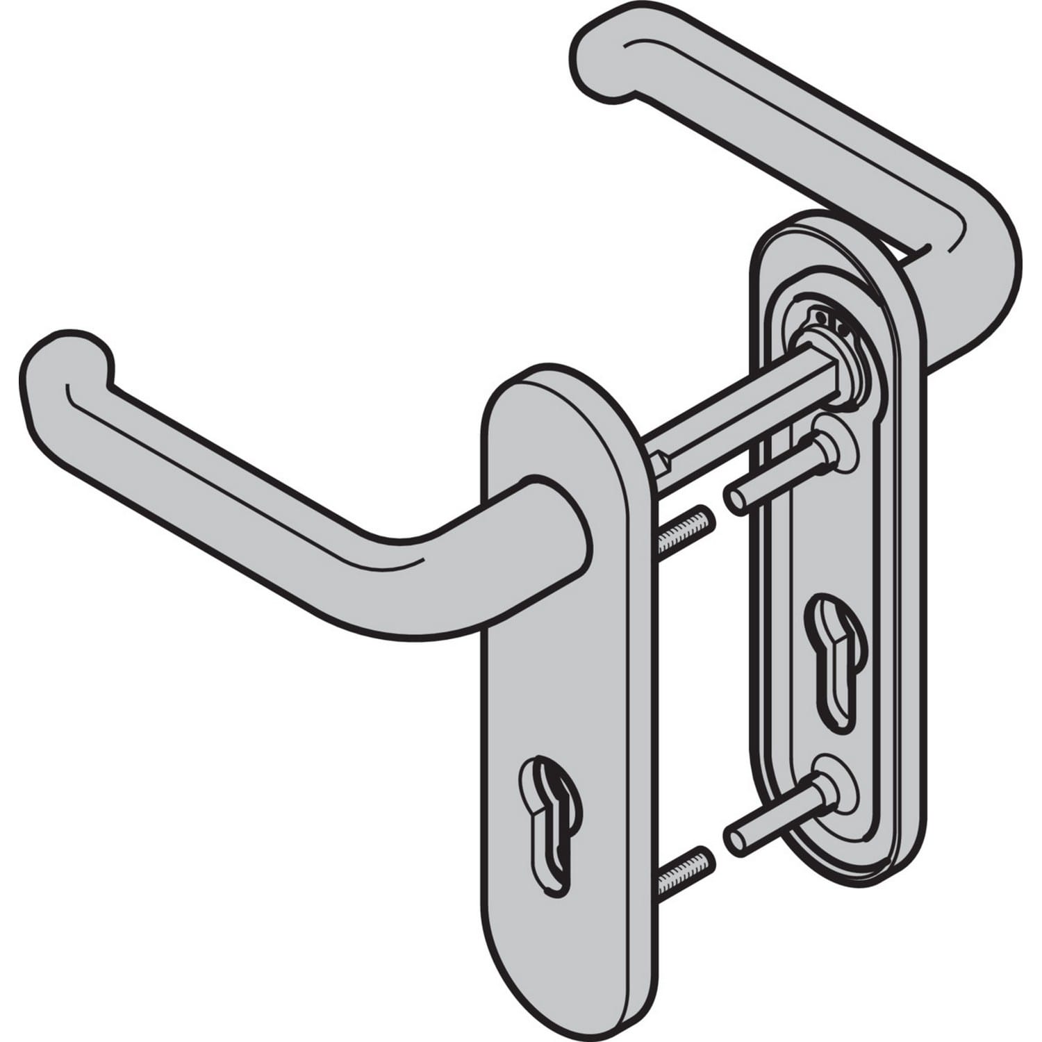Hörmann Drückergarnitur D-310 (FS) Kurzschild PZ, Aluminium BILD 1