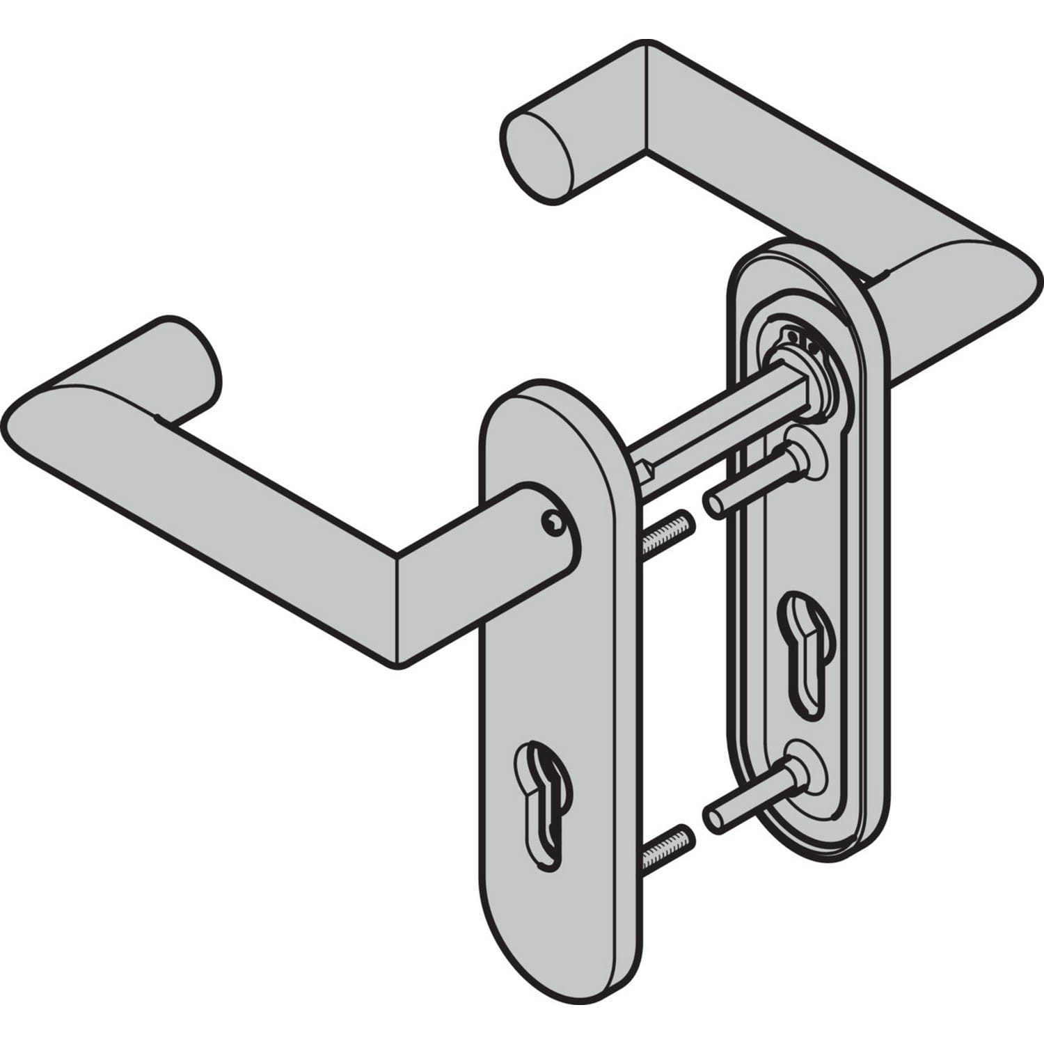Hörmann Drückergarnitur D-310 (FS) Kurzschild PZ, Edelstahl, matt BILD 9
