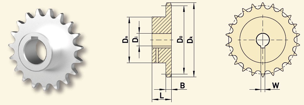 GfA Kettenrad 20B-1 (1 1/4“x3/4“) Ø 80 mm, Zähne=45