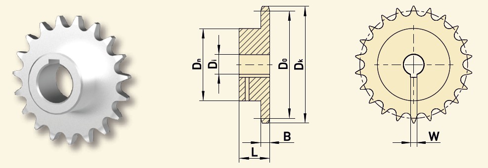 GfA Kettenrad 12B-1 (3/4“x7/16“) Ø 50 mm, Zähne=57