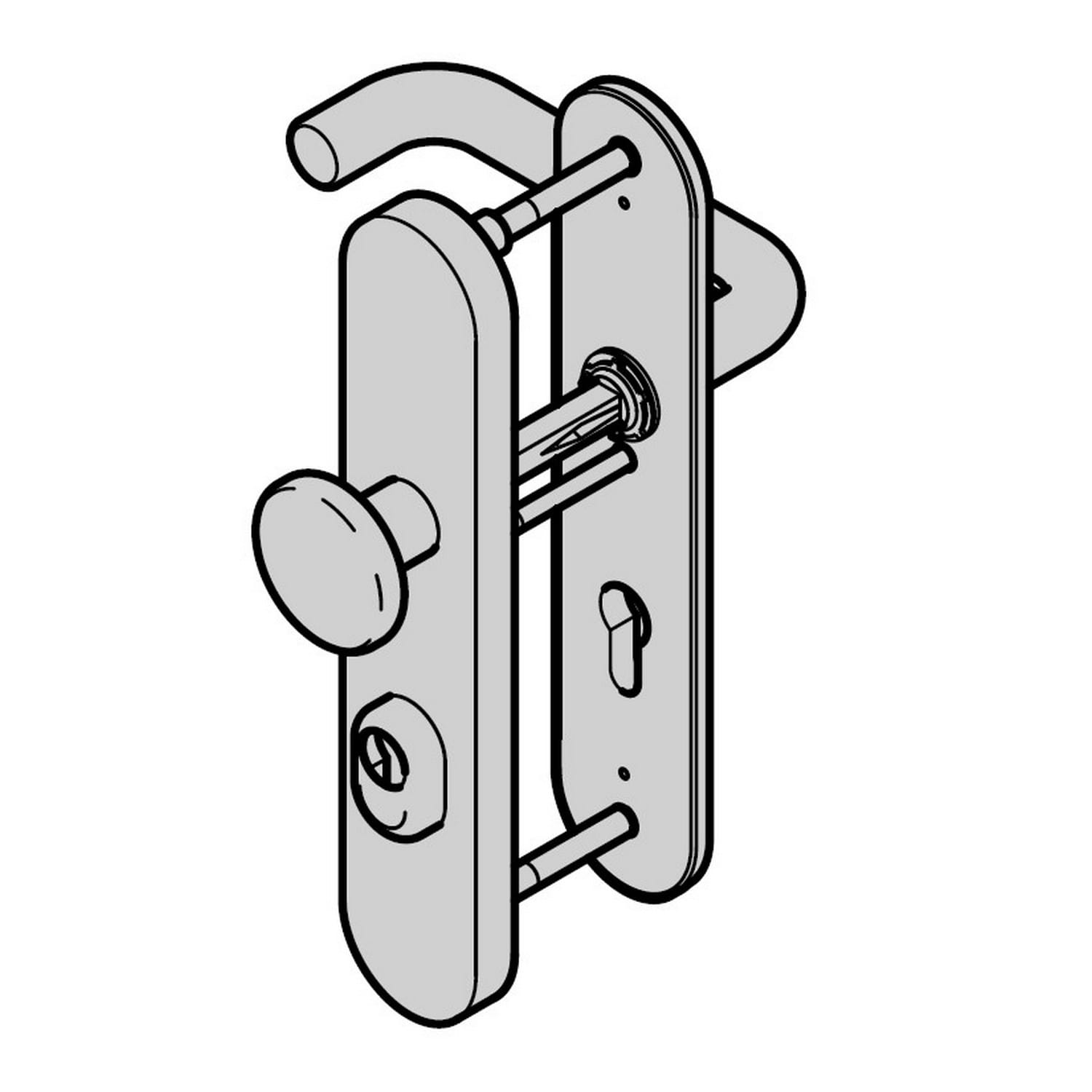 Hörmann Sicherheits-Wechselgarnitur ES2 mit Knopf (FS) Langschild PZ, Edelstahl BILD 1