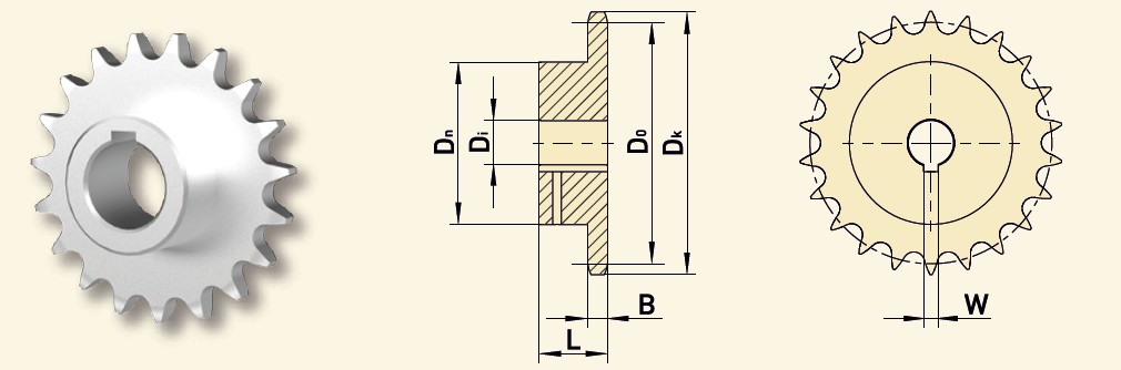 GfA Kettenrad 20B-1 (1 1/4“x3/4“) Ø 80 mm, Zähne=57