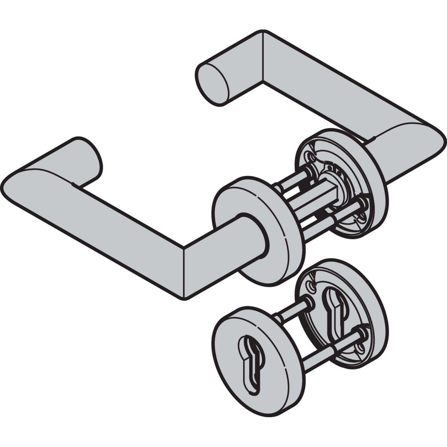 Hörmann Drückergarnitur D-310 (FS) Rosette PZ, Edelstahl BILD 1