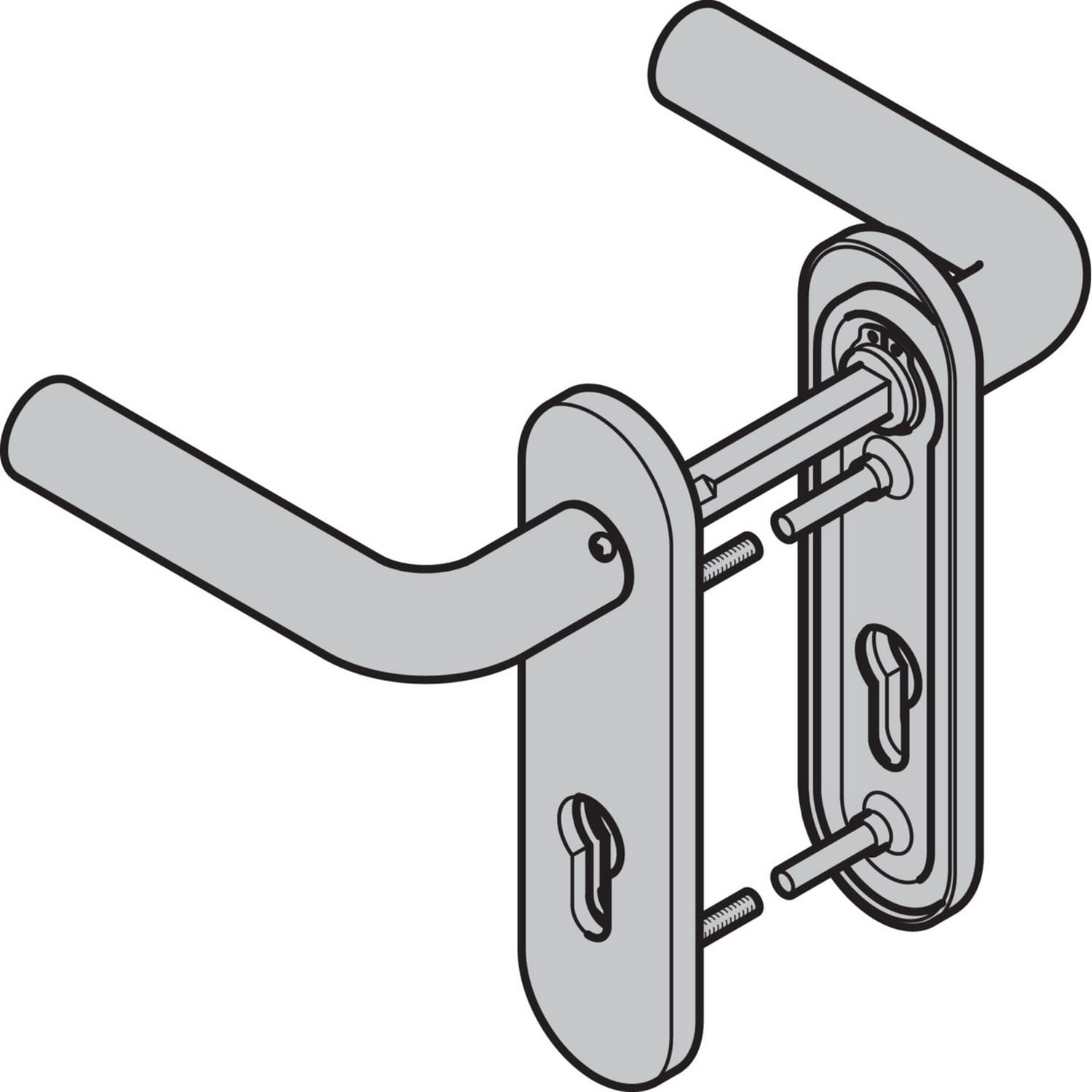 Hörmann Drückergarnitur D-210 (FS) Kurzschild PZ, Edelstahl, matt BILD 1