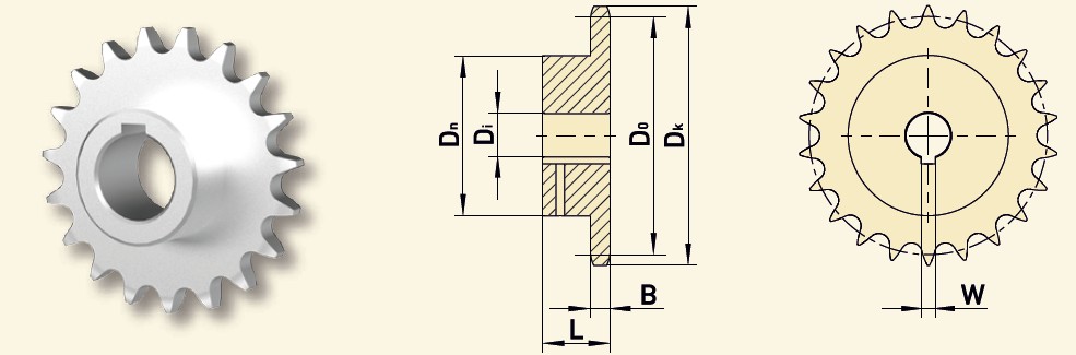GfA Kettenrad 08B-1 (1/2“x5/16“), 57 Zähne, Ø 30 mm