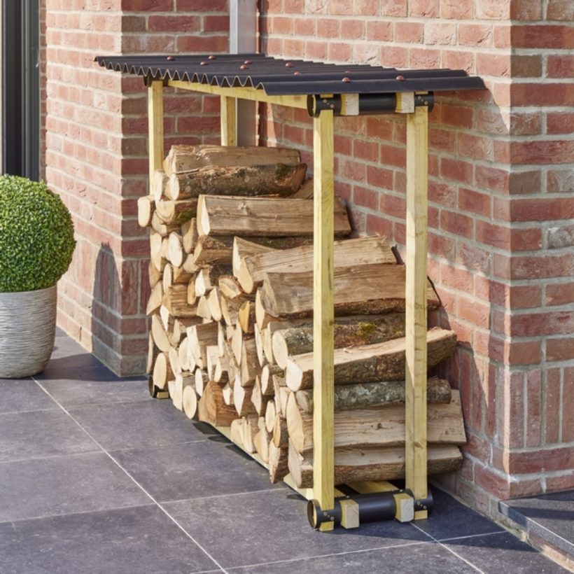 MOTTEZ Holzlager-Regalhalterungen 2er Set, schwarz für Kamin / MM061Q BILD 6