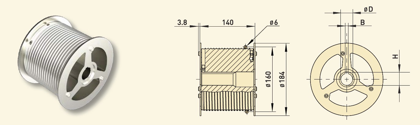 GfA Seiltrommel Typ B 160-6R-25 für Wellen / 30005980