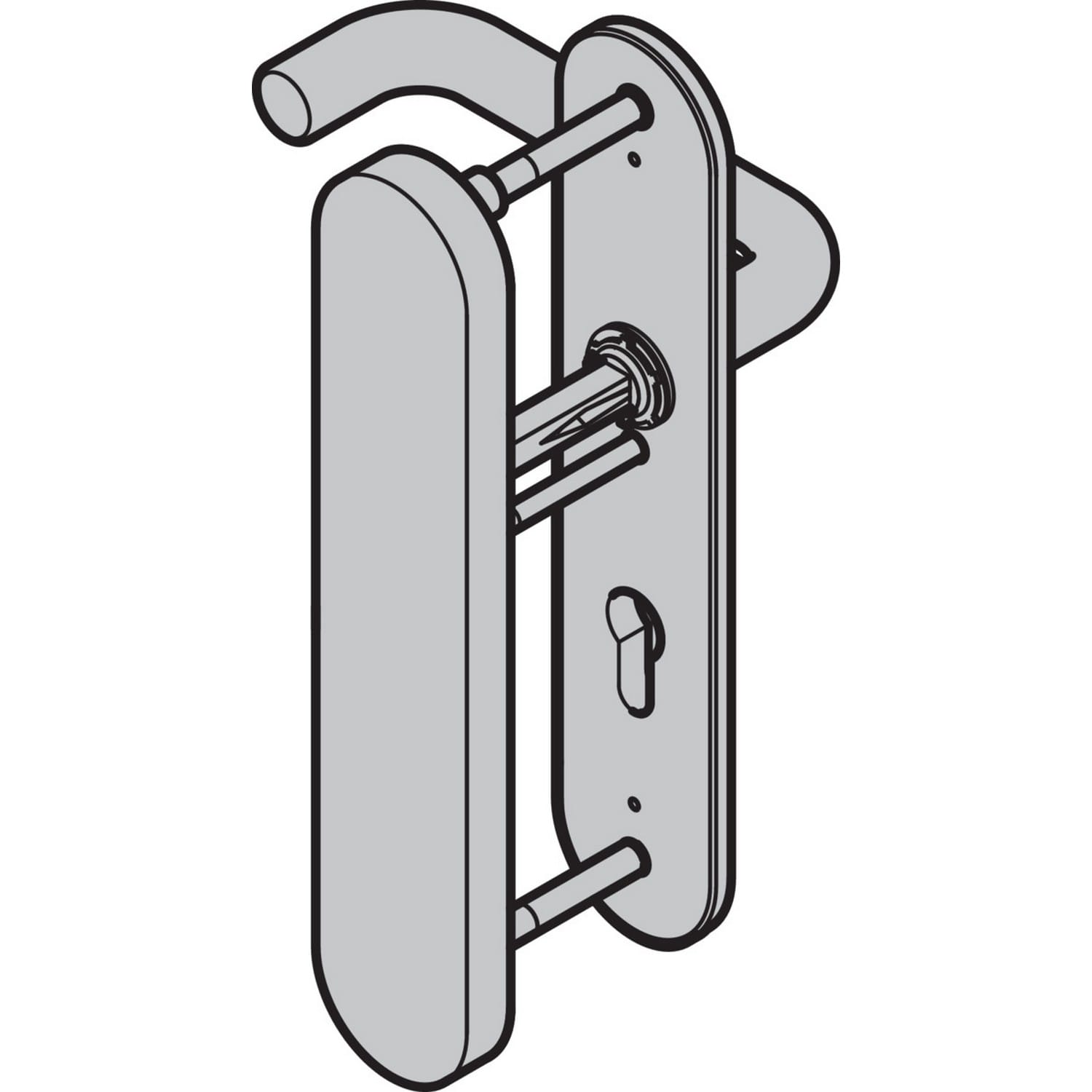Hörmann Sicherheits-Drückergarnitur ES 2 (FS) Langschild PZ, Aluminium BILD 1